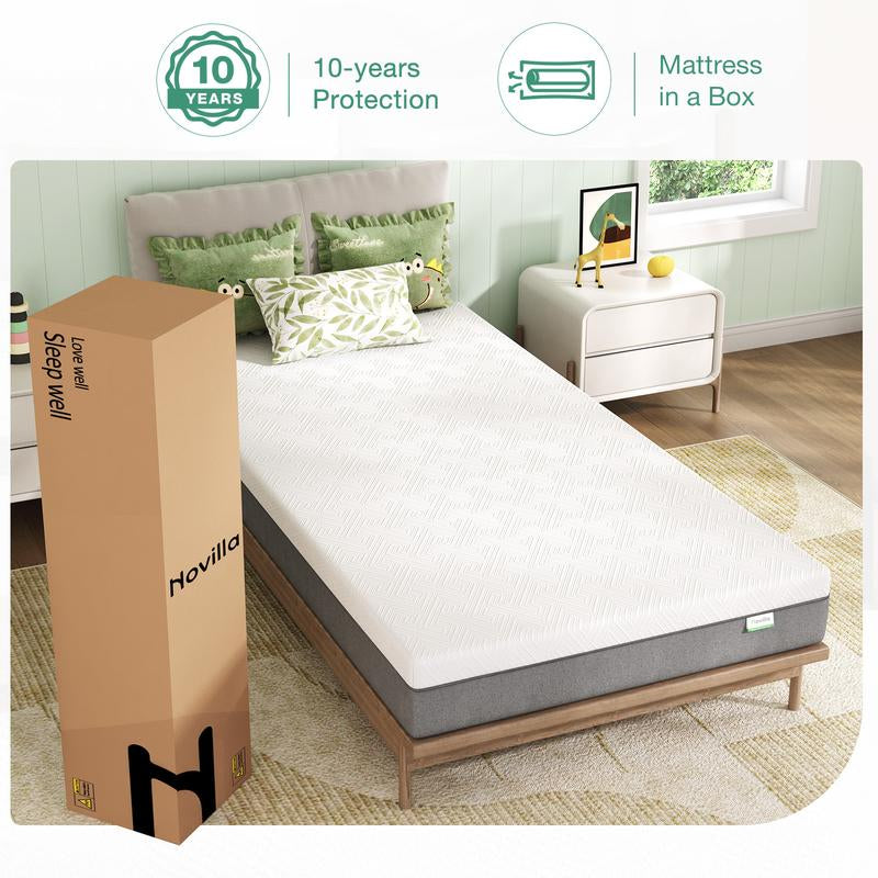 Novilla Gel Memory Foam Mattress for Cool Sleep & Pressure Relief 6/8Inch,Medium Firm Twin/Twinxl/Full/Queen Size Mattress in a Box, Bliss Comfy Memoryfoam Mattresses, 6/8/10/12 Inch, Non-Spring Mattress, Furniture, Home, New House, Gift.