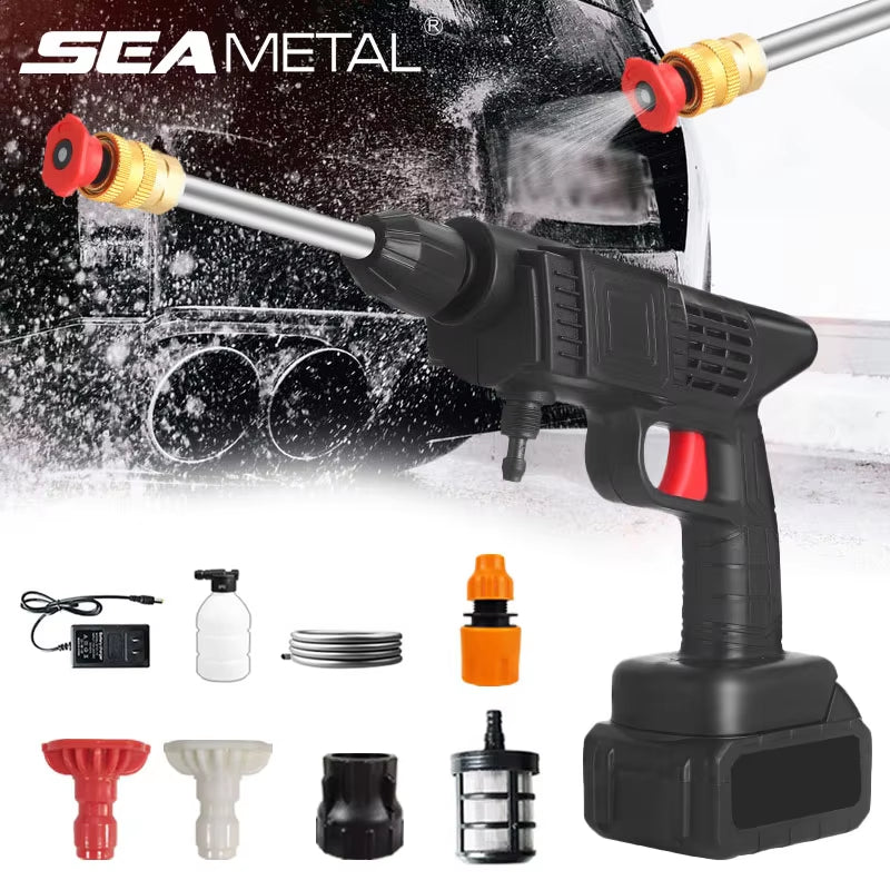 140W 60Bar Wireless High Pressure Car Wash Gun 1200Mah Foam Generator Water Gun Spray Cleaner for Car Washing Machine