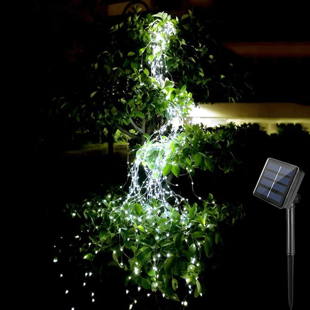 Waterfall Outdoor Solar String Lights with 10 Strands and 200 LEDs Hanging Vine Tree Lights Vine String Lights Waterproof Starry Lights