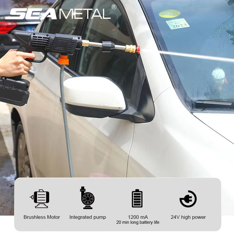 140W 60Bar Wireless High Pressure Car Wash Gun 1200Mah Foam Generator Water Gun Spray Cleaner for Car Washing Machine