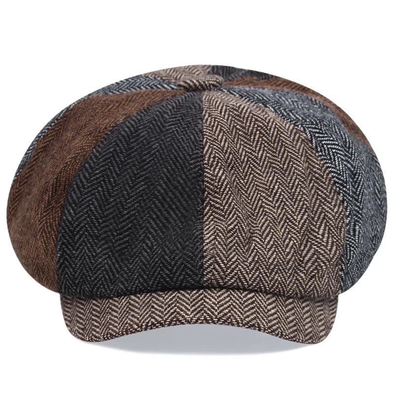 Retro British Newsboy Hats for Men Women 2024 Spring Autumn Octagonal Cap Fashion Herringbone Berets for Men Painter Hats