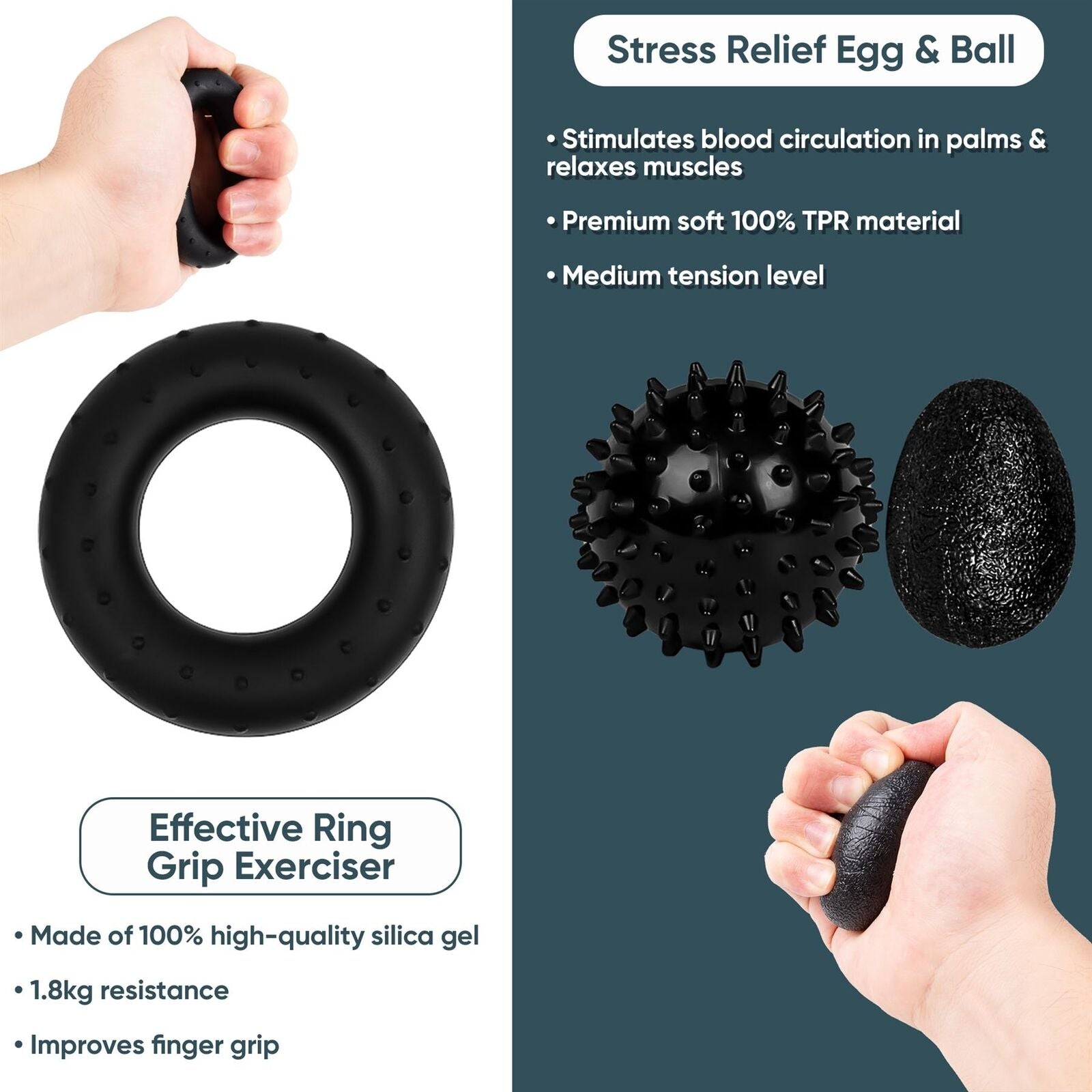 Hand Grip Strengthener 6 Pcs Forearm Exercise Resistance Finger Workout Kit