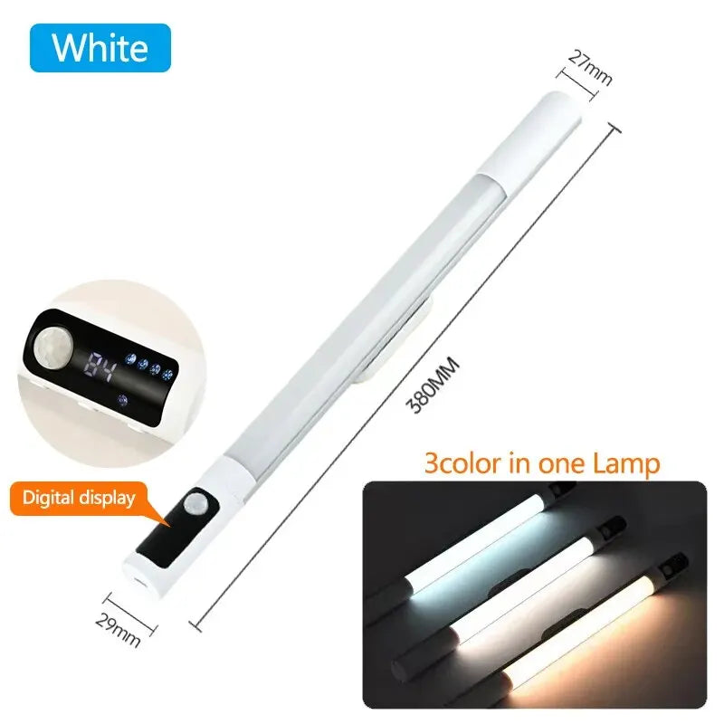 Motion-Activated LED Night Light with Digital Display - Rechargeable & Versatile