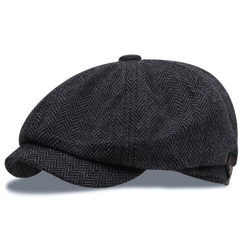 Retro British Newsboy Hats for Men Women 2024 Spring Autumn Octagonal Cap Fashion Herringbone Berets for Men Painter Hats