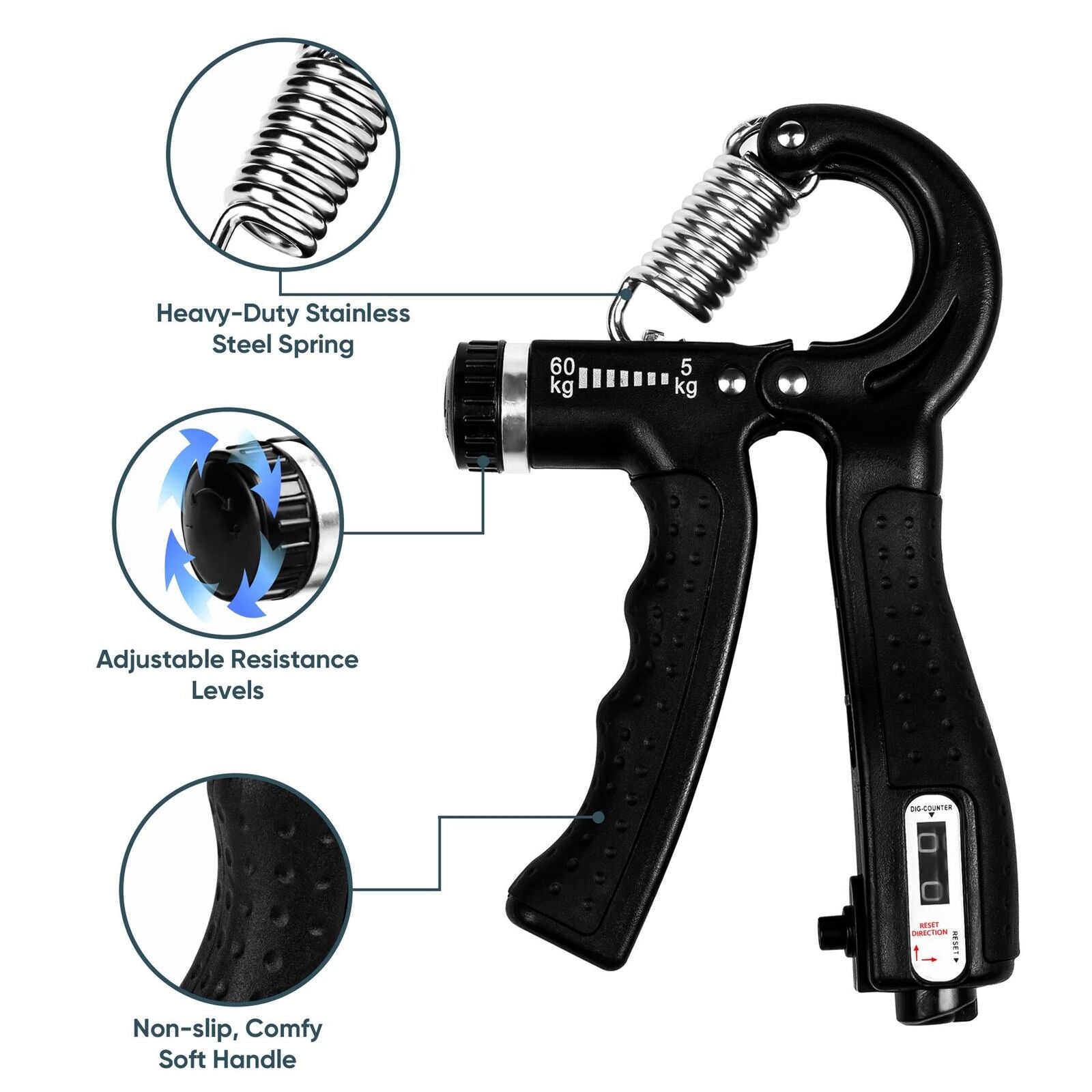 Hand Grip Strengthener 6 Pcs Forearm Exercise Resistance Finger Workout Kit