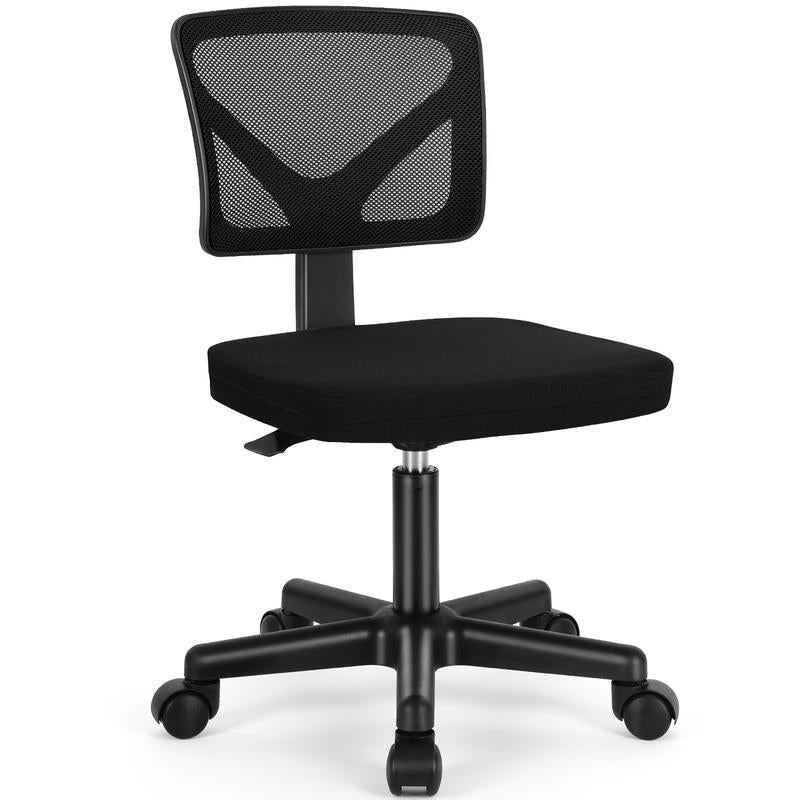 Sweetcrispyfun Desk Chair - Armless Mesh Office Chair, Ergonomic Computer Desk Chair, No Armrest Small Mid Back Executive Task Chair with Lumbar Support and Swivel Rolling for Small Spaces
