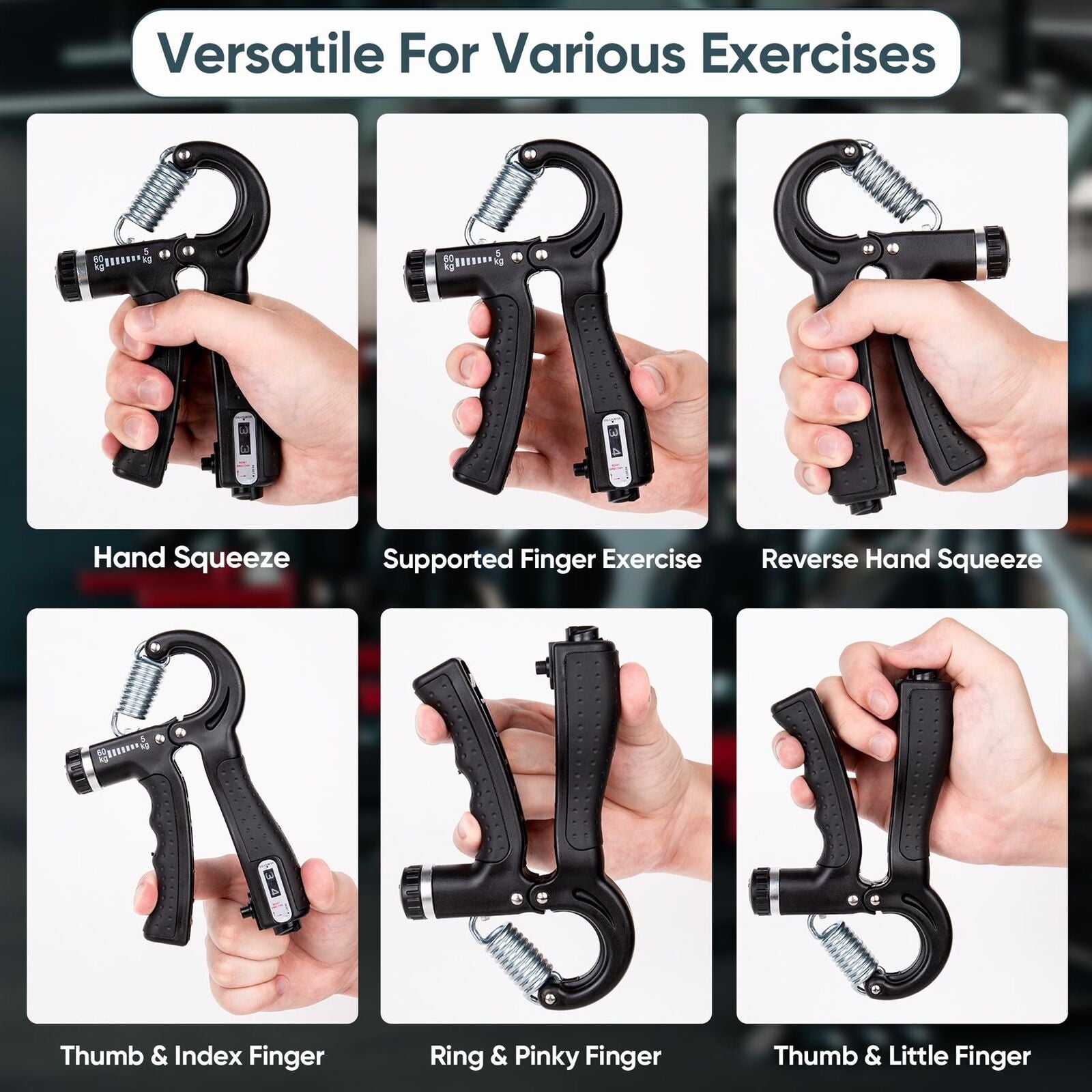 Hand Grip Strengthener 6 Pcs Forearm Exercise Resistance Finger Workout Kit