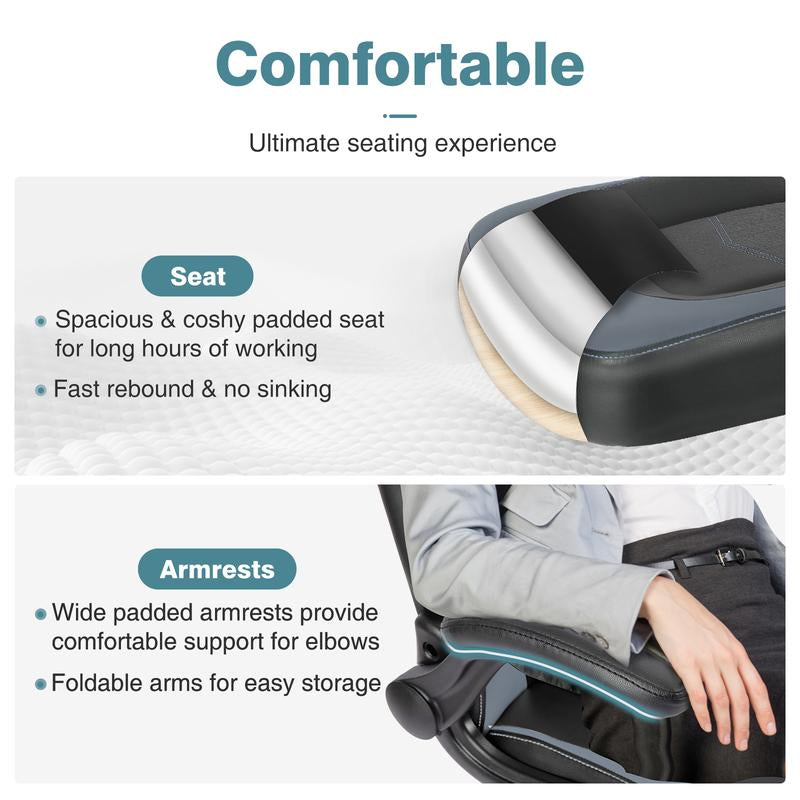 Sweetfurniture Gaming Chair - Computer Chair Ergonomic Office Chair PU Leather Desk Chair Executive Adjustable Swivel Task Chair with Flip-Up Armrest