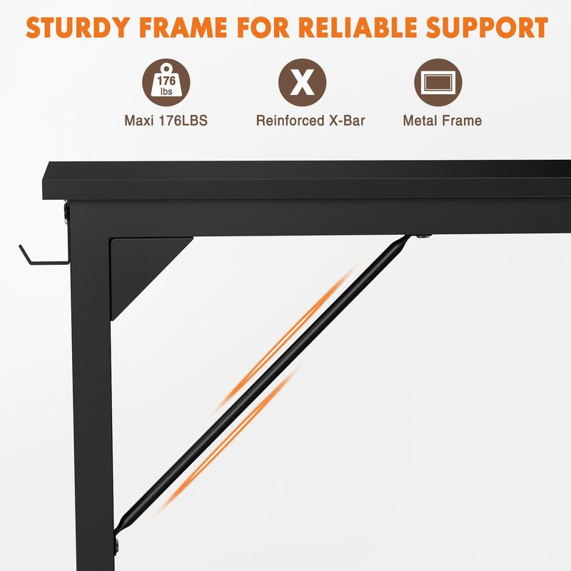 Furnest Furniture Indoor Furniture Table & Desks Computer Desk-Home Office Desk Writing Desks Work Table Study Table Modern Simple Style Student Desk with Storage Bag & Hook Wooden Desk for Home Bedroom Nailtechdesk