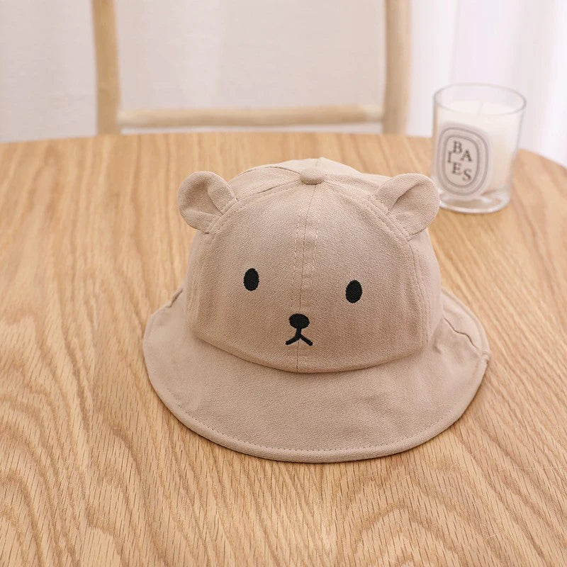 Cute Bear Baby Bucket Hat with Ears Boy Girl Cotton Kids Sun Hat Outdoor Summer Child Panama Cap