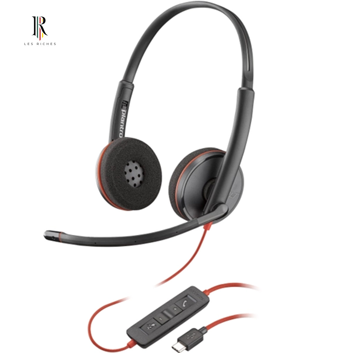 POLY Blackwire 3220 Stereo Headset - USB-C, USB-C/A Adapter, Wired, Black, Office/Call Center