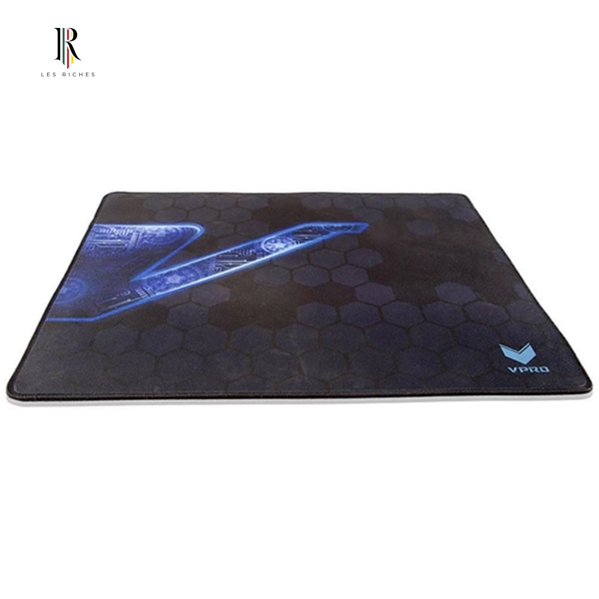 Rapoo V1000 BL Gaming Mouse Pad - Durable Fabric, Rubber Base, Black with Blue Pattern