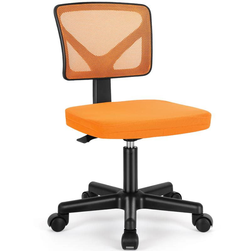 Sweetcrispyfun Desk Chair - Armless Mesh Office Chair, Ergonomic Computer Desk Chair, No Armrest Small Mid Back Executive Task Chair with Lumbar Support and Swivel Rolling for Small Spaces