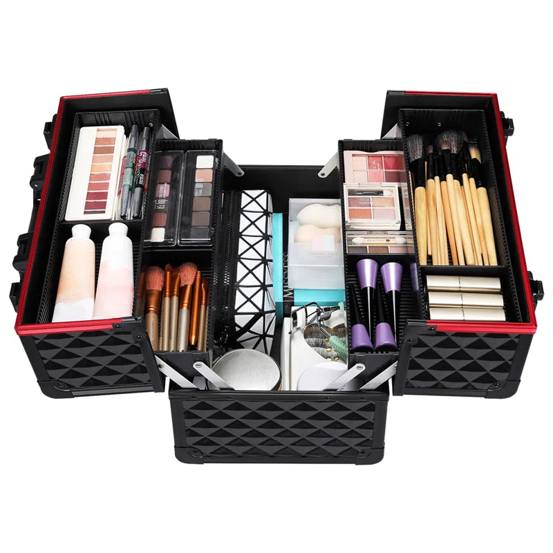 Professional Cosmetic Case Lockable Makeup Box Beauty Travel Case
