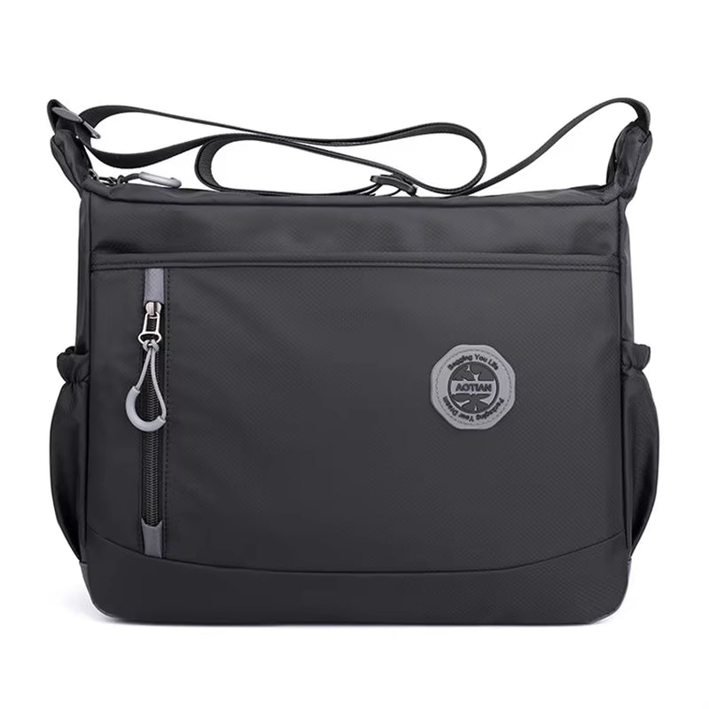 Men's Shoulder Crossbody Bag with Logo Design - Premium Travel Waterproof Nylon Business Handbags for Men