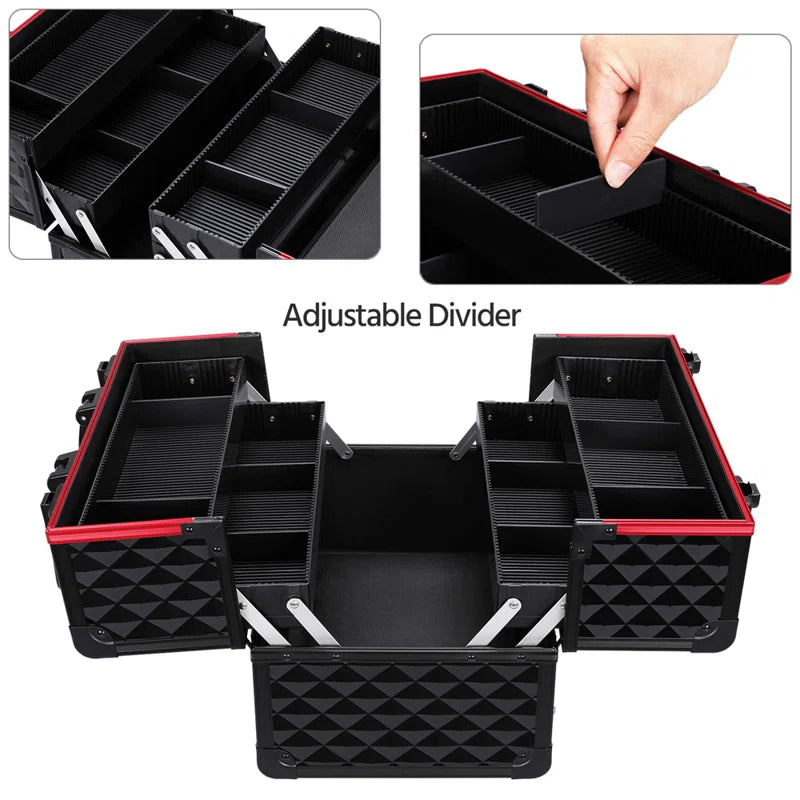 Professional Cosmetic Case Lockable Makeup Box Beauty Travel Case
