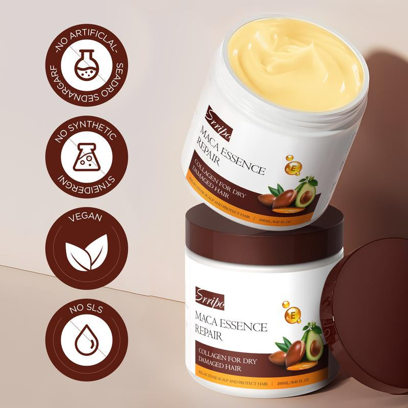 Srripo Collagen Hair Care Deep Repair Conditioning Argan Oil 8.45Oz 250ML Collagen Hair Mask Essence, Conditioner Hair Care Shampoo, Suitable for Repairing Dry and Damaged Hair, Cleansing, Moisturizing and Hydrating