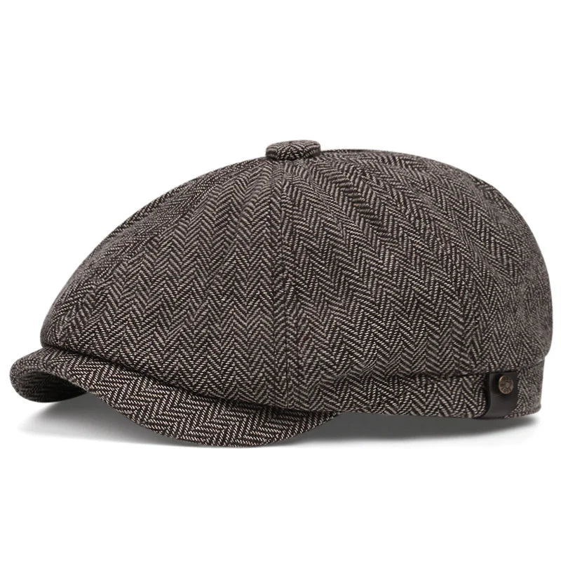 Retro British Newsboy Hats for Men Women 2024 Spring Autumn Octagonal Cap Fashion Herringbone Berets for Men Painter Hats