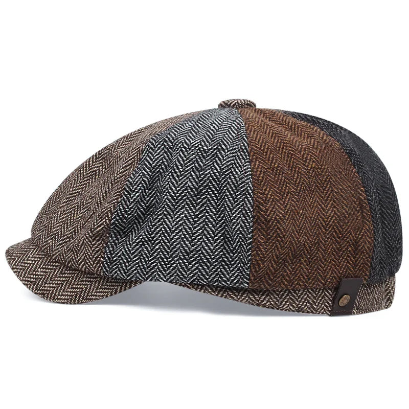 Retro British Newsboy Hats for Men Women 2024 Spring Autumn Octagonal Cap Fashion Herringbone Berets for Men Painter Hats