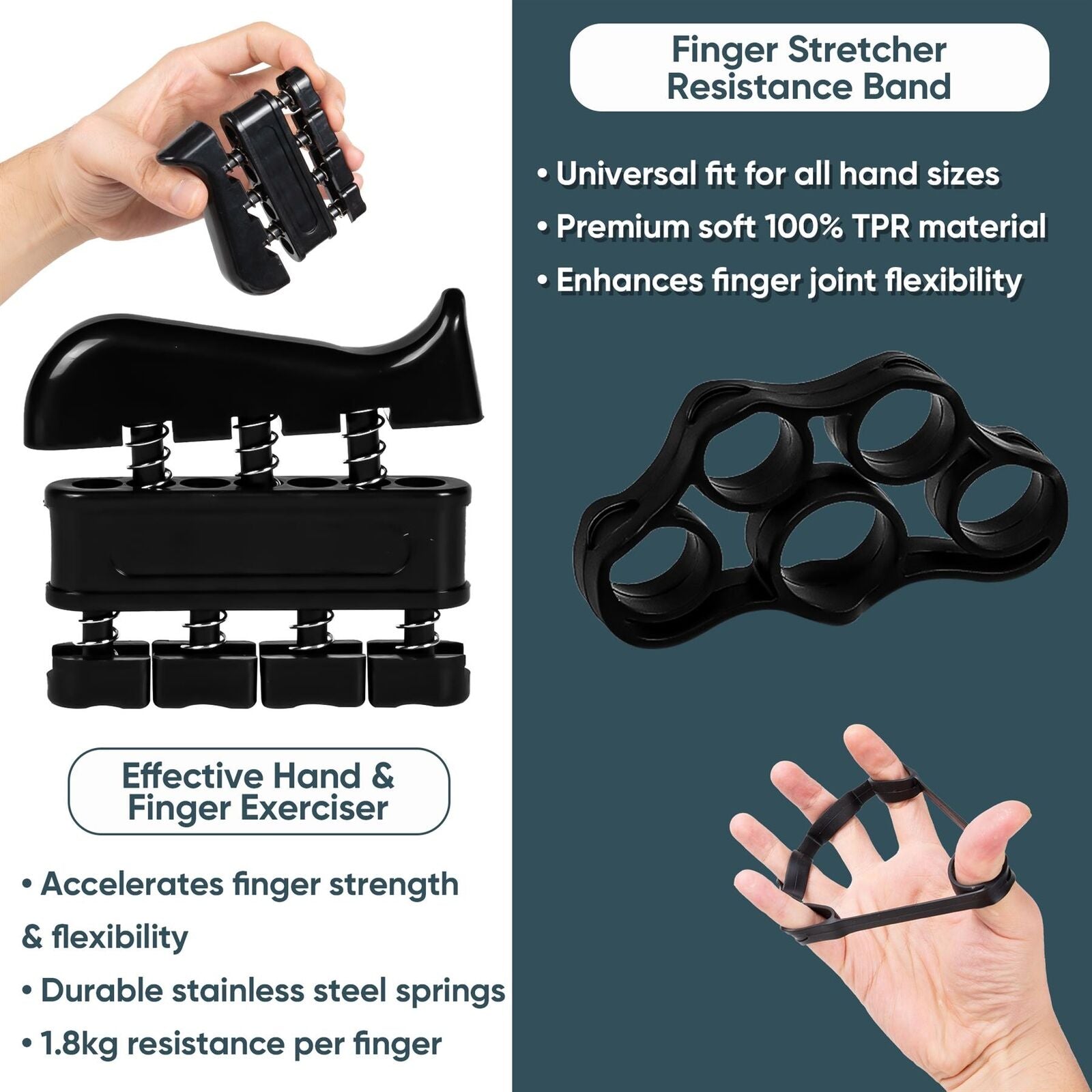Hand Grip Strengthener 6 Pcs Forearm Exercise Resistance Finger Workout Kit