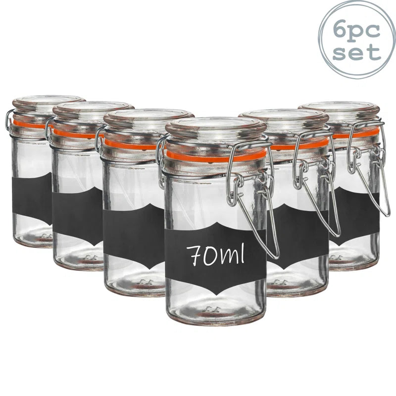 - Glass Storage Jars with Labels - 70Ml Seal