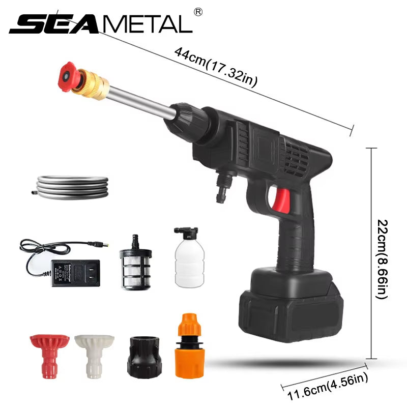 140W 60Bar Wireless High Pressure Car Wash Gun 1200Mah Foam Generator Water Gun Spray Cleaner for Car Washing Machine