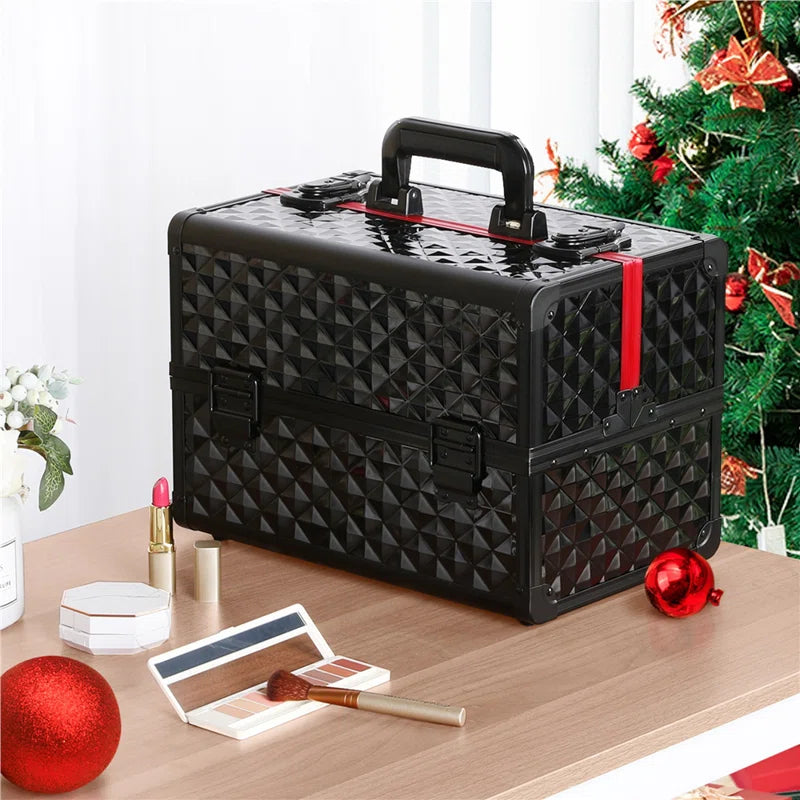 Professional Cosmetic Case Lockable Makeup Box Beauty Travel Case
