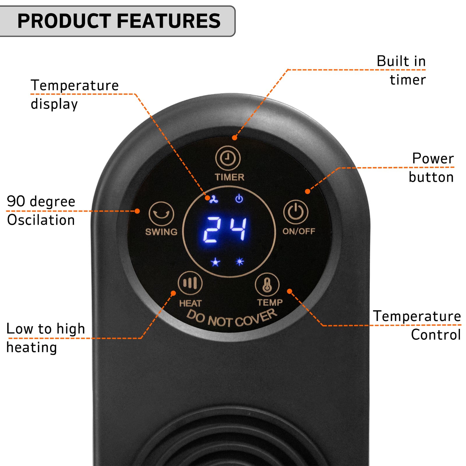 Electric Heater Energy Efficient, Ceramic Tower Fan, Silent, by Nuovva