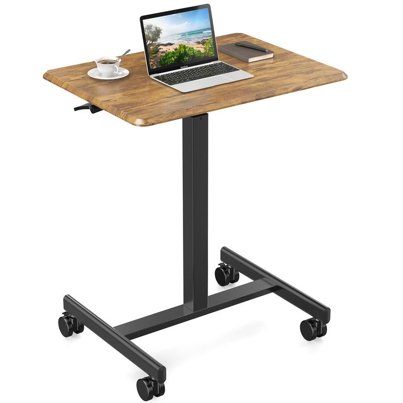 Sweet Furniture F Small Mobile Rolling Standing Desk - Overbed Table, Teacher Podium with Wheels, Adjustable Work Table, Rolling Desk Laptop Computer Cart for Home, Office, Classroom