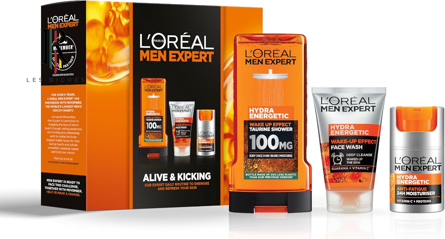 L'Oreal Men Expert Gift Set, Hydra Energetic Alive and Kicking: Shower Gel, Moisturiser and Face Wash