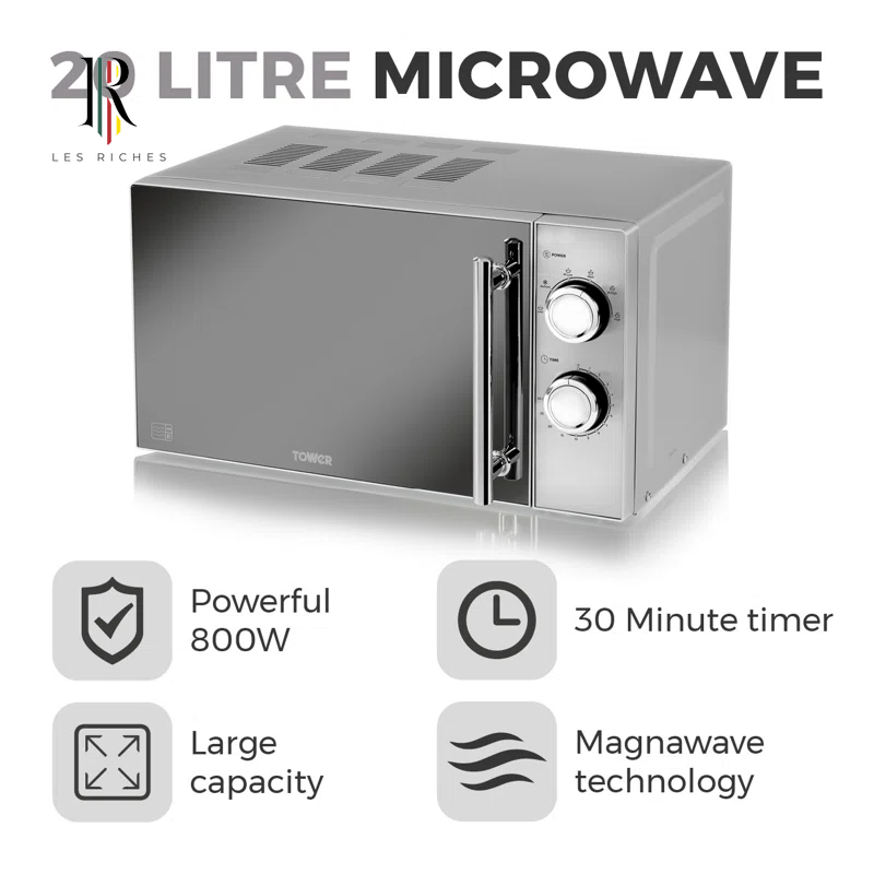 800W 20L Microwave with 5 Power Levels and a 30 Minute Timer