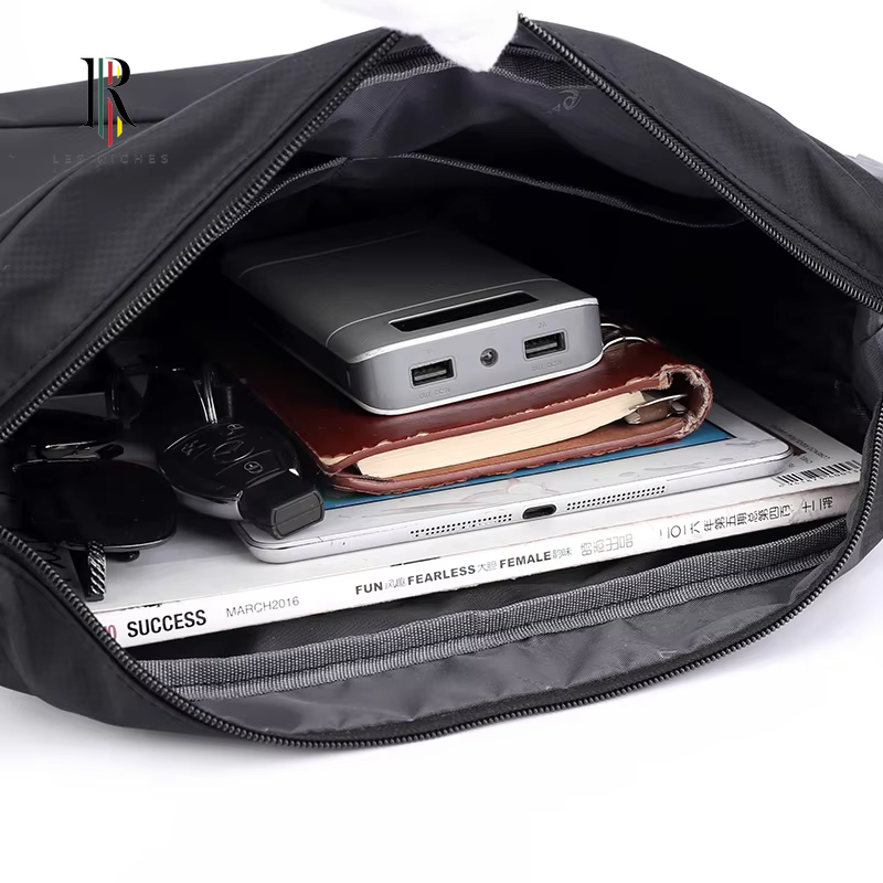 Men's Shoulder Crossbody Bag with Logo Design - Premium Travel Waterproof Nylon Business Handbags for Men