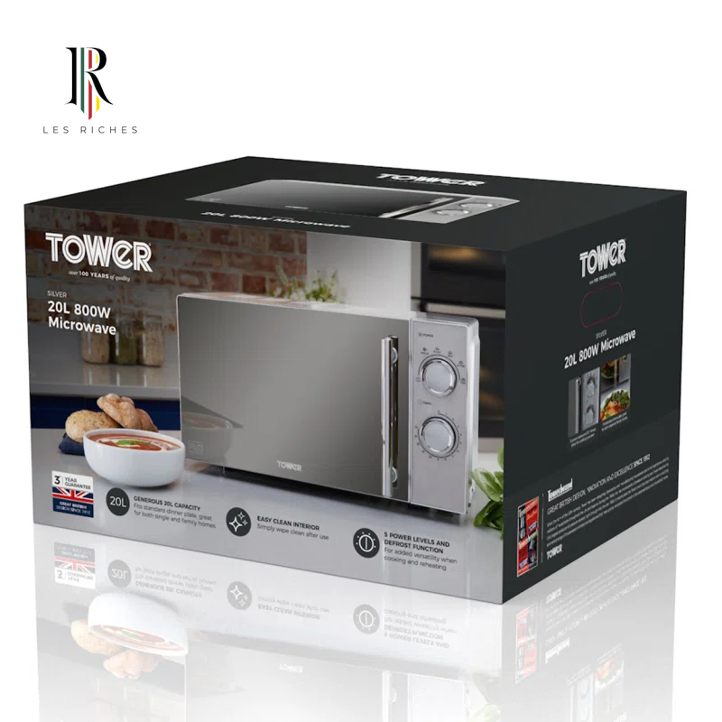 800W 20L Microwave with 5 Power Levels and a 30 Minute Timer