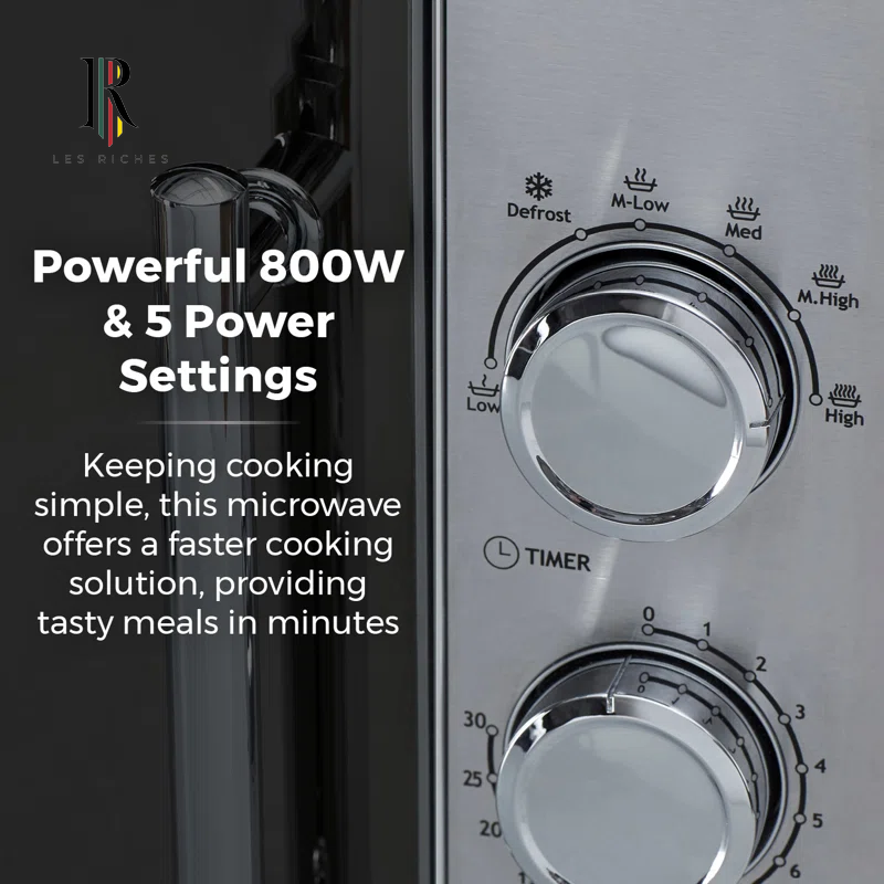 800W 20L Microwave with 5 Power Levels and a 30 Minute Timer