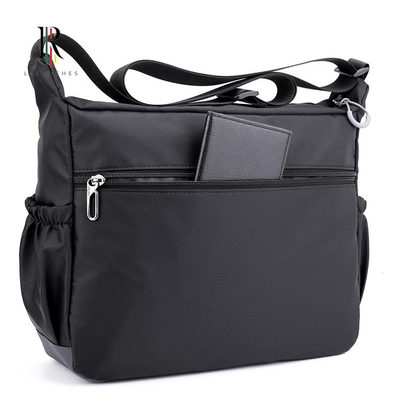 Men's Shoulder Crossbody Bag with Logo Design - Premium Travel Waterproof Nylon Business Handbags for Men