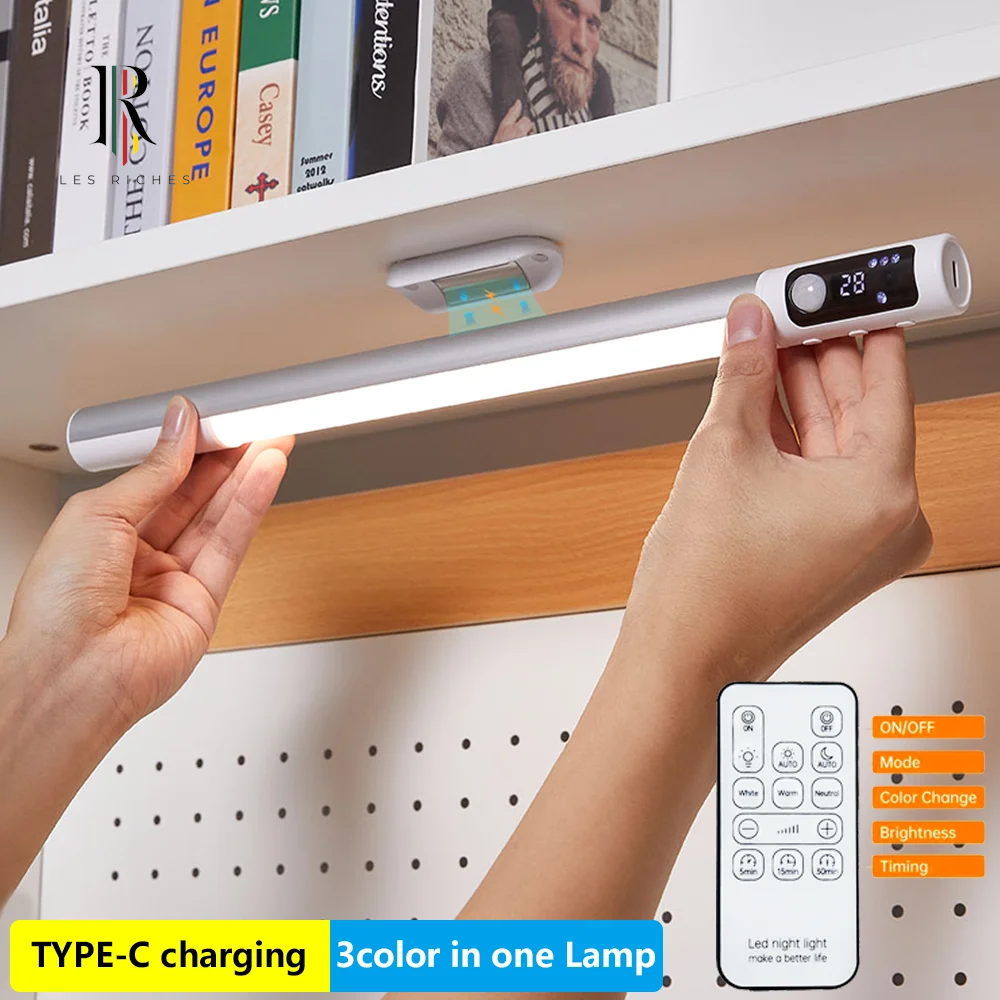 Motion-Activated LED Night Light with Digital Display - Rechargeable & Versatile