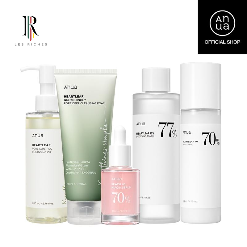 Clear Skin Daily Skincare Routine: Korean Glass Skin Set Cleanser, Toner, Serum, and Moisturizer in combination