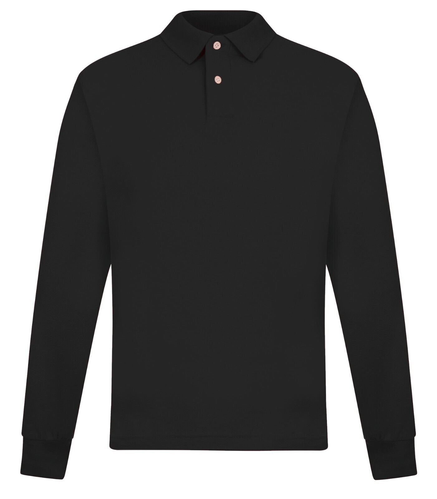 Men's Long Sleeve Polo Shirt | Casual 2-Button Collared Pique Lightweight Top