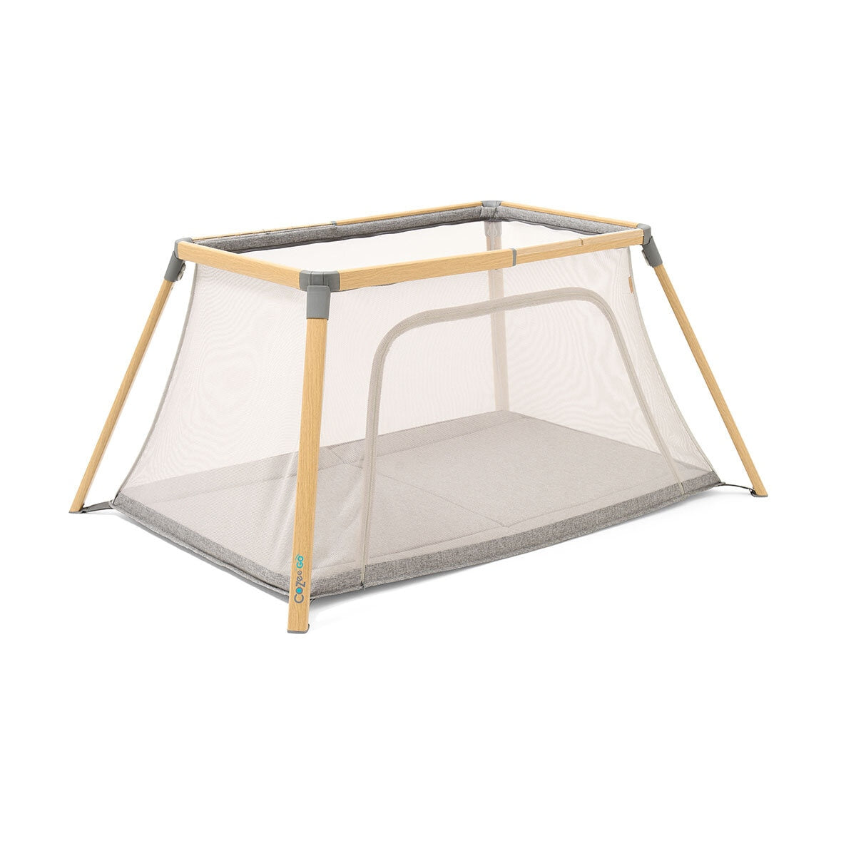Cozee Go Day & Night Travel Cot Bundle, Oak & Charcoal Finish