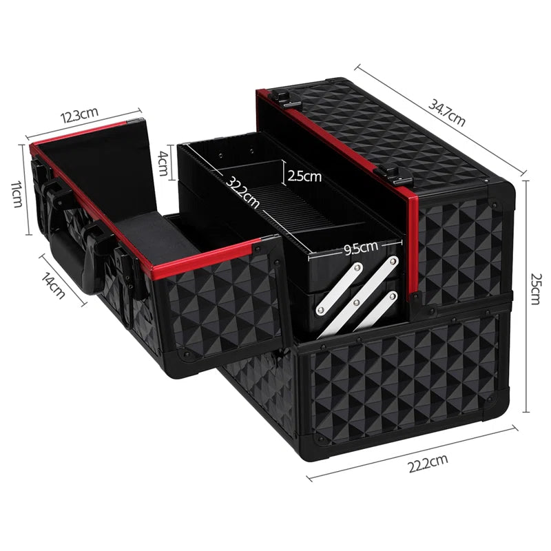 Professional Cosmetic Case Lockable Makeup Box Beauty Travel Case