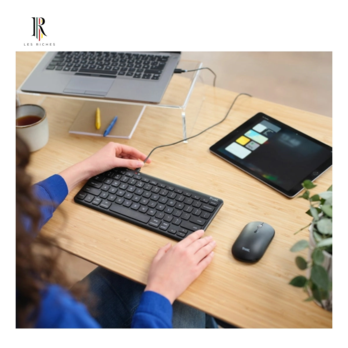 Trust Lyra, Wired & Wireless, USB + RF Wireless + Bluetooth, Scissor key switch, QWERTY, Black, Mouse included
