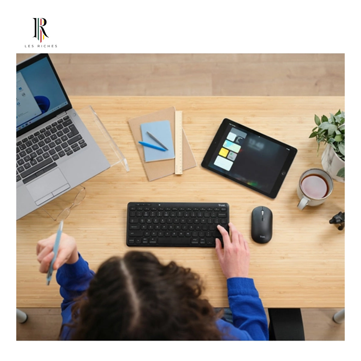Trust Lyra, Wired & Wireless, USB + RF Wireless + Bluetooth, Scissor key switch, QWERTY, Black, Mouse included